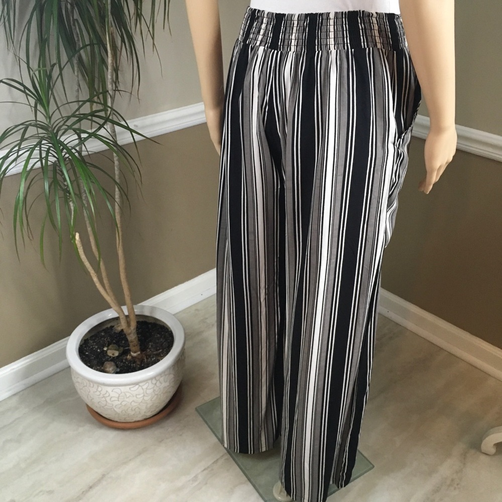 STRETCH  SMOCK WAIST WIDE LEG PANTS with POCKETS - Picture 6 of 15